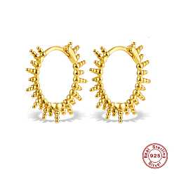 Real 18K Gold Plated 925 Sterling Silver Hoop Earrings, Sun, Real 18K Gold Plated, 18x20mm