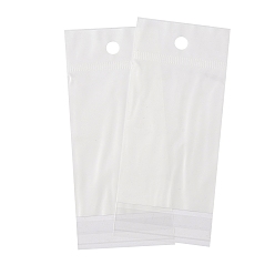 Белый Прямоугольник ОПП целлофановые мешки, самозапечатывающиеся пакеты с отверстием для подвешивания, белые, 12x5x0.01 см, отверстие : 7 мм