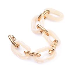 Wheat Handmade Cable Chains, with Acrylic Linking Rings and CCB Plastic Linking Rings, Imitation Gemstone, for Jewelry Making, Wheat, Link: 38x23.5x6.5mm, 28x17x5mm, 39.37 inch(1)m/strand