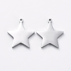 Нержавеющая Сталь Цвет 304 прелести нержавеющей стали, ручная полировка, звезда, цвет нержавеющей стали, 14.5x13x2 мм, отверстие : 0.8 мм