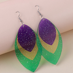 Horse Eye Висячие серьги в богемном стиле из акриловой блестящей пудры., платина, лошадиный глаз , 94x39 мм