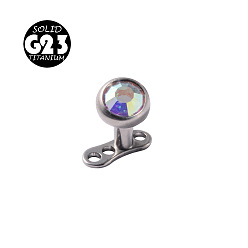 Нержавеющая Сталь Цвет G23 титановый кубический цирконий дермальный якорь основание/верхняя часть для женщин и мужчин, плоско-круглые, цвет нержавеющей стали, 4 мм, штифты : 1.2 мм