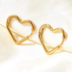 Золотой Серьги из 201 нержавеющей стали, с 304 штифтов из нержавеющей стали, вакуумное покрытие pvd, сердце, золотые, 26x22.5x2.5 мм