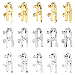 (52) Непрозрачная лаванда 30шт. 3 цвета латунь защелка на дужках, лист, разноцветные, 18x10x2 мм, 10 шт / цвет