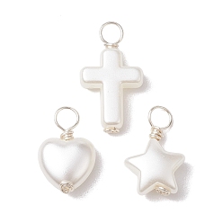 Платина Акриловые кулон, с медной проволокой, крест/сердце/звезда, платина, 16.5~21.5x4.5~5.5x10.5~12 мм, отверстие : 4 мм, 3 шт / комплект