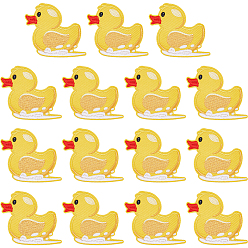 Gold Computerized Embroidery Polyester Iron on/Sew on Patches, Costume Accessories, Appliques, Duck, Gold, 65x80x1.2mm