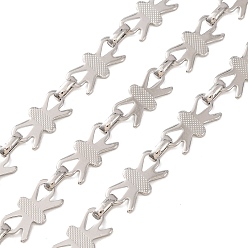 Stainless Steel Color 304 Stainless Steel Bowknot Link Chains, Unwelded, with Spool, Stainless Steel Color, 7.5x4mm