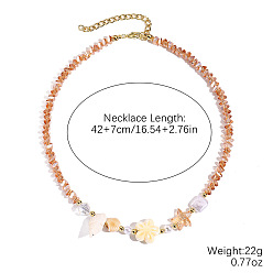 Сэнди Коричневый Ожерелья из морских бусин с цветами в виде морских звезд и пластиковым жемчугом и стеклом, золотые, песчаный коричневый, 16.54 дюйм (42 см)