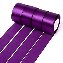 Purple Single Face Satin Ribbon, Polyester Ribbon, Purple, 2 inch(50mm), about 25yards/roll(22.86m/roll), 100yards/group(91.44m/group), 4rolls/group