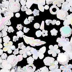 Белый Радужное переливчатое покрытие акриловыми бусинами, жемчужные, разнообразные, белые, 10~40x8~42x4~11 мм, отверстие : 1.2~7 мм