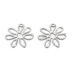 Платина Подвески из сплава , без кадмия, без никеля и без свинца, цветок, платина, 23.5x24x1.5 мм, отверстие : 1.6 мм