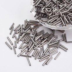 Светло-коричневый Стеклярус, металлических цветов, загар, 12x2 мм, отверстия: 0.5 мм, около 5000 шт / мешок