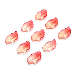 Красный Краски для выпечки стеклянные бусины, Топ пробуренной, лист, красные, 28x17x4 мм, отверстие : 1 мм