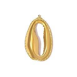 Настоящее золото 18K 304 подвески из нержавеющей стали, подвески в форме ракушек каури, ионное покрытие (ip), зеркальная полировка, реальный 18 k позолоченный, 47x28 мм