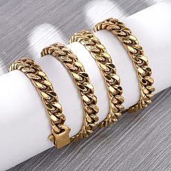 Настоящее золото 18K 7мм 304 кубинские звенья из нержавеющей стали, ожерелья для унисекс, ионное покрытие (ip), реальный 18 k позолоченный, 23.78 дюйм (60.4 см)