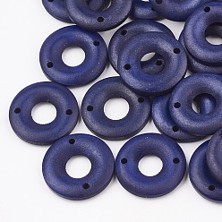 Dark Blue Pear Wood Links, Dyed, Donut, Dark Blue, 20x4mm, Hole: 1.8mm