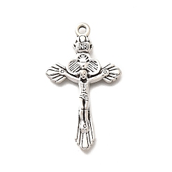 Античное Серебро Сплавочные подвески тибетского стиля, без кадмия и без свинца, амулеты крест/распятие, античное серебро, 36x20.5x3.5 мм, отверстие : 1.8 мм