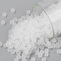 (1F) Transparent Frost Crystal Круглые бусины toho, японский бисер, (1 f) прозрачный морозный кристалл, 8/0, 3 мм, отверстие : 1 мм, Около 10000 шт / фунт