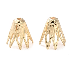 Настоящее золото 14K Латунь цветок шарик крышки, долговечный, без свинца и без кадмия, реальный 14 k позолоченный, 9.5x9x9 мм, отверстие : 1.2 мм