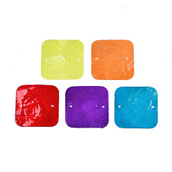 Mixed Color Spray Painted Capiz Shell Pendants, Square, Mixed Color, 43x43x1~2mm, Hole: 2mm