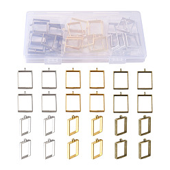 (52) Непрозрачная лаванда Сплав открытая задняя рамка большие подвески, для diy уф смолы, эпоксидная смола, Прессованные цветочные украшения, без кадмия и без свинца, прямоугольные, разноцветные, 29x20x5 мм, отверстие : 2.2 мм, 30 шт / коробка