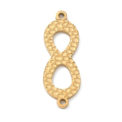 Настоящее золото 18K 304 подвески из нержавеющей стали, текстурированные бесконечные ссылки, ионное покрытие (ip), реальный 18 k позолоченный, 27x10x1.5 мм, отверстие : 1.5 мм