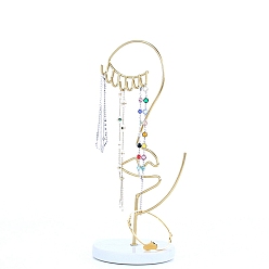 Цветок Мраморный постамент с железной подставкой для драгоценностей, подвесной органайзер для хранения ювелирных изделий, цветок, 13x10x26.5 см