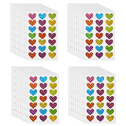 Colorido Pegatinas de plástico con forma de corazón, calcomanías autoadhesivas para scrapbooking diy, colorido, 154x95x0.5 mm, etiqueta: 20x23 mm, 10 hojas / conjunto