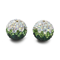 Перидот Градиентный дизайн полимерная глина стразы бусины, круглые, для изготовления брелоков для телефона и принадлежностей для изготовления ювелирных изделий, перидот, 16.5 мм, отверстие : 1.8 мм