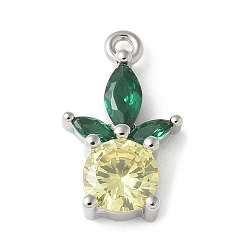 Платина Латунные микро проложить кубического циркония подвески, фруктовые прелести, стойки покрытие, долговечный, платина, 16x10x4 мм, отверстие : 1.4 мм