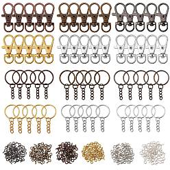 Mixed Color DIY Key Chain Making Finding Kit, Includign Alloy Swivel Lobster Claw Clasps, Iron Screw Eye Pin Peg Bails & Iron Split Key Rings, Mixed Color, 360pcs/set