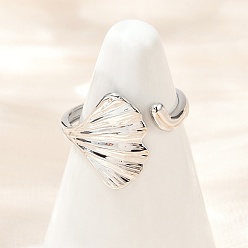 Платинированный Латунные регулируемые манжеты для женщин, формы раковины, долговечный, без никеля , Реальная платина, 15.5 мм, размер США 6 (16.5 мм)