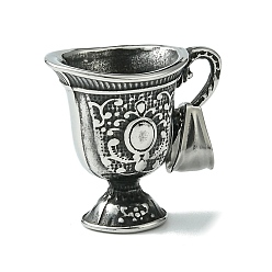 Античное Серебро Ретро 304 из нержавеющей стали подвески, ручная полировка, очарование бокала вина, античное серебро, 31x28x17.5 мм, отверстие : 4.5x9 мм