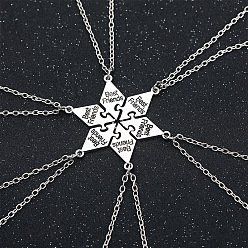 Платина 6 шт. ожерелья-головоломки с ромбами из сплава «Лучшие друзья», ожерелья дружбы, платина, 16.54 дюйм (42 см), Кулон : 21x10 мм