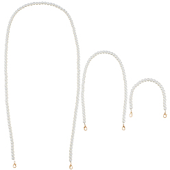 Морская Ракушка 3 шт. 3 стили пластиковые цепочки для сумок с круглыми бусинами, имитирующими жемчуг, с застежками золотой тон сплава, аксессуары для изготовления кошельков, цвет морской раковины, 307~1200 мм, 1 шт / стиль