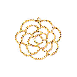 Настоящее золото 18K 304 подвески из нержавеющей стали, ионное покрытие (ip), полые цветок прелести, реальный 18 k позолоченный, 48x48 мм, отверстие : 2.5 мм