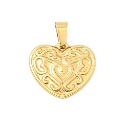 Золотой 304 подвески из нержавеющей стали, сердце прелести, золотые, 18.5x20.5x2.5 мм, отверстие : 6.5x3.5 мм