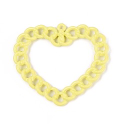 Шампанско-Желтый Акриловые подвески краскораспылительные, сердце, без кадмия, без никеля и без свинца, шампанское желтый, 45x49x3 мм, отверстие : 1.8 мм