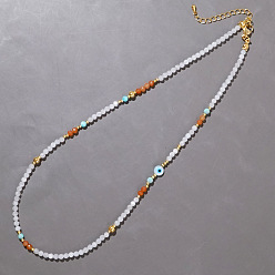 Белый Нефрит Летние натуральные морские ракушки ecil eye и ограненные круглые натуральные белые нефритовые бусины ожерелья для женщин, золотые