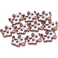 Mixed Color 10Pcs Silicone Beads, Cattle, White, 38x31x8.5mm, Hole: 2.5mm
