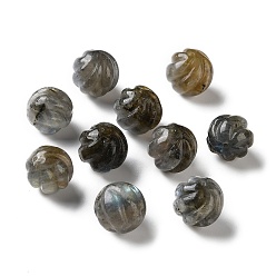 Labradorite Perles sculptées en labradorite naturelle, ronde, 16.5~17.5x16~17mm, Trou: 1~1.2mm