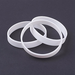 White Silicone Wristbands Bracelets, Cord Bracelets, White, 2-1/2 inch(63mm), 12x2mm