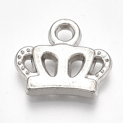 Platinum CCB Plastic Charms, Crown, Platinum, 13.5x15.5x2.5mm, Hole: 2.5mm