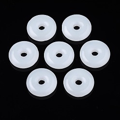 Weiß Nachahmung Jade Glasperlen, Friedensschnalle, weiß, 19x4.5 mm, Bohrung: 4 mm