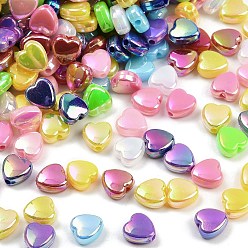 (52) Непрозрачная лаванда 2631пластиковые бусины шт., сердце, с покрытием AB цвета, разноцветные, 9x9x4.5 мм, отверстие : 1.6 мм