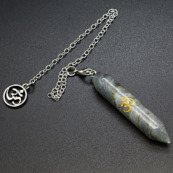 Лабрадорита Натуральный лабрадорит маятник для биолокации большие подвески, неокрашенными, с металлической фурнитурой с платиновым покрытием, шарм пули, 235 мм