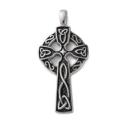 Нержавеющая Сталь Цвет 304 нержавеющей стальной эмали подвески, крест с узлом Троицы, цвет нержавеющей стали, 64x30x5 мм, отверстие : 6.8x3.7 мм