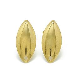 Золотой 304 Выводы серьги из нержавеющей стали шпилька, с петлей, лошадиный глаз , золотые, 16x7.5 мм, отверстия: 1.2 мм, штифты: 0.8 мм