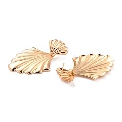 Light Gold Shell Shape Iron Stud Earrings for Girl Women, Light Gold, 56mm, Pin: 0.8mm