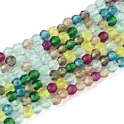 Зелено-Желтый Прозрачный градиент цвета стеклянные бусины пряди, граненые круглые, зеленый желтый, 2 мм, отверстие : 0.5 мм, около 194 шт / нитка, 14.57'' (37 см)